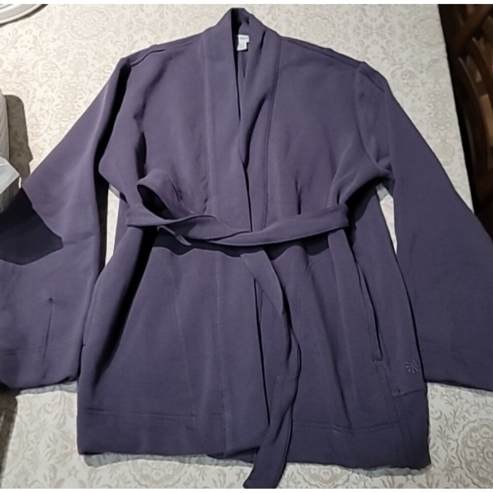 Athleta wrap cardigan fleece purple